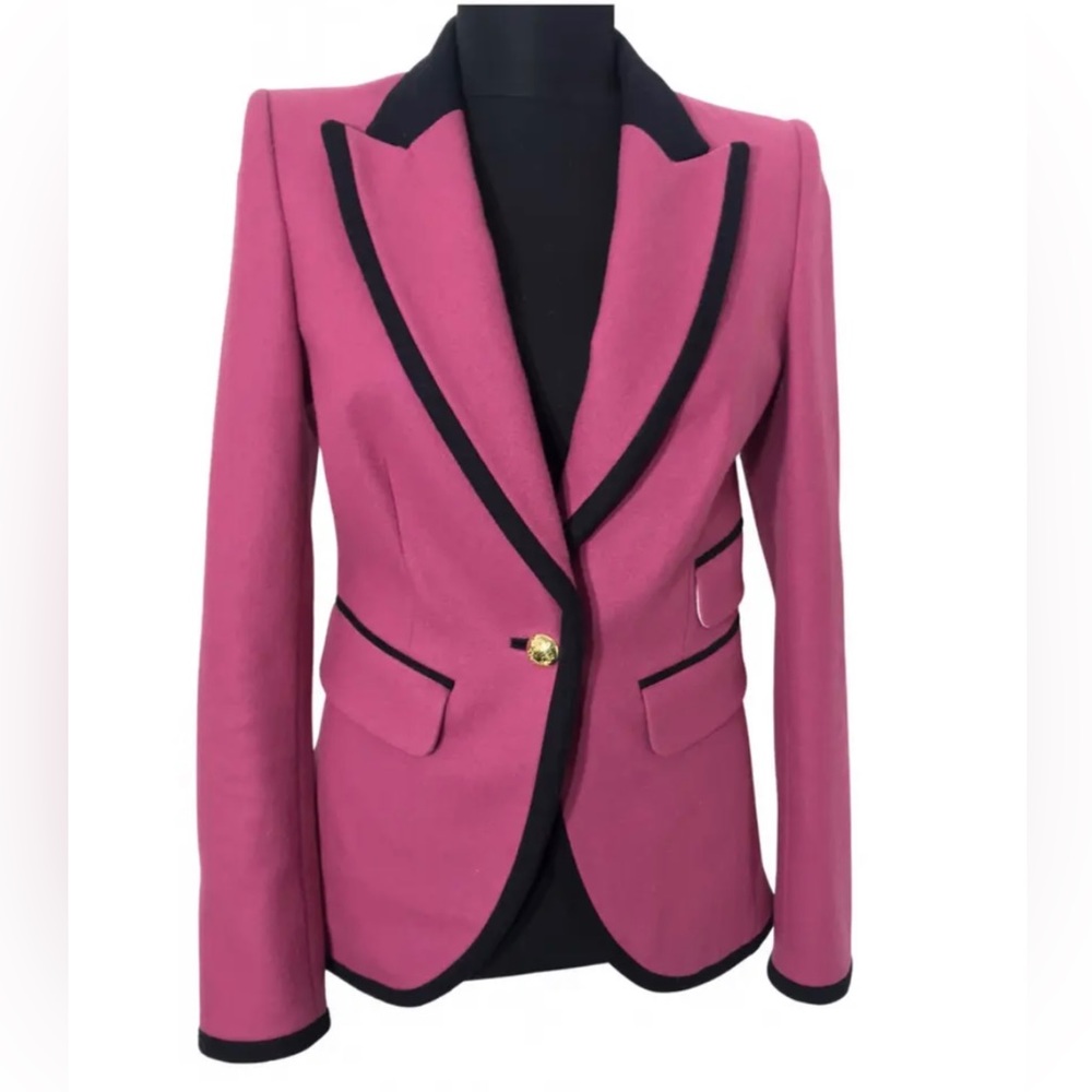 Juicy Couture Pink Black Wool Blazer Sz 4